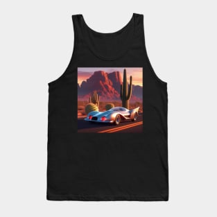 A Retro-Futuristic Racing Car Travelling Through The Arizona Desert At Dusk. Tank Top